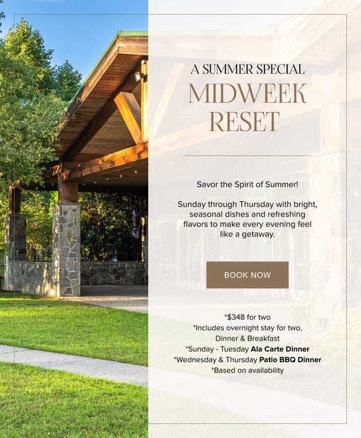 A Summer Special Midweek Reset. $348 for two. Book Now